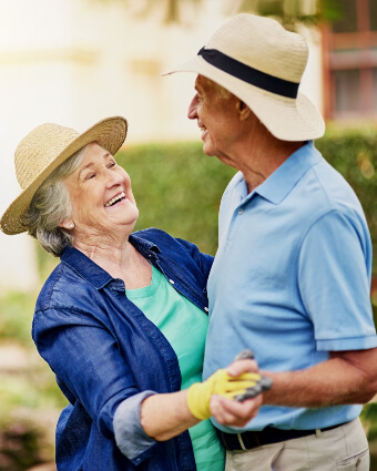 Senior man and woman dancing