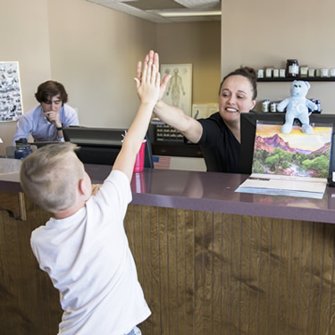 high five with boy