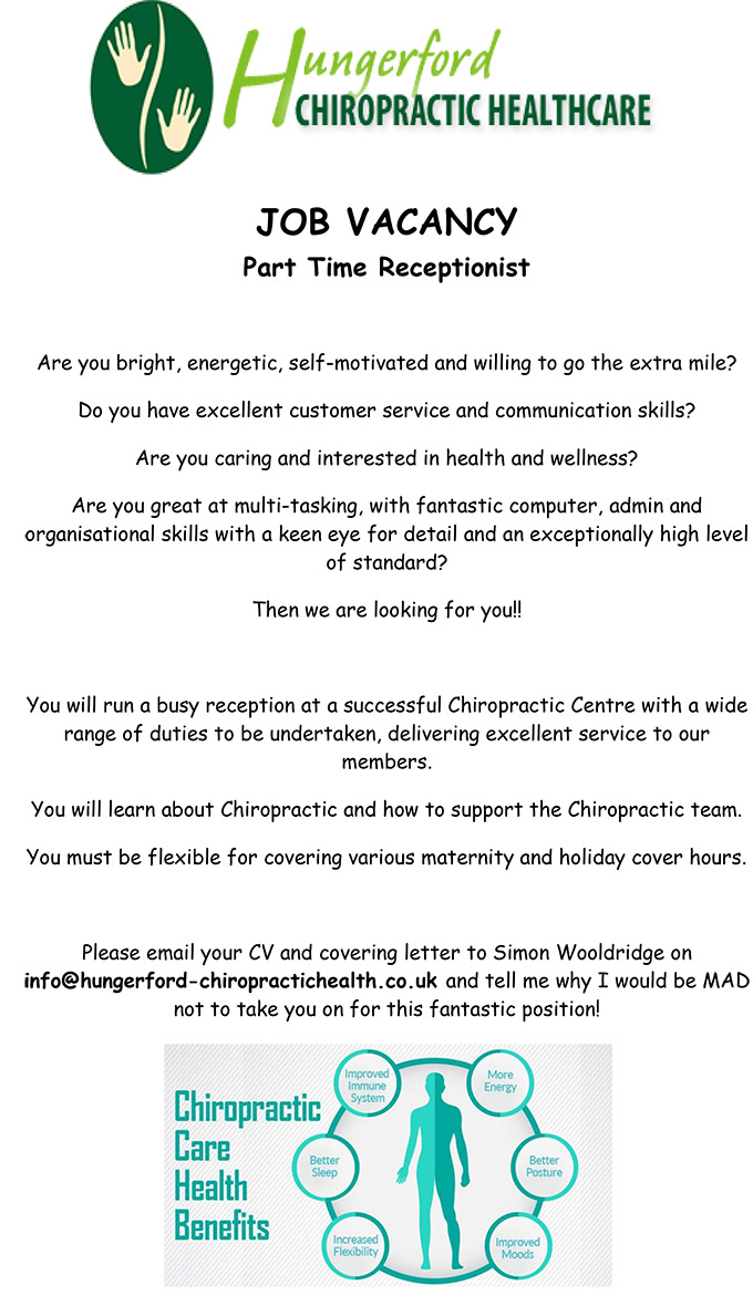 Hungerford Chiropractic & Physiotherapy Healthcare Job Listings - Chiropractic Assistant Job Opportunities