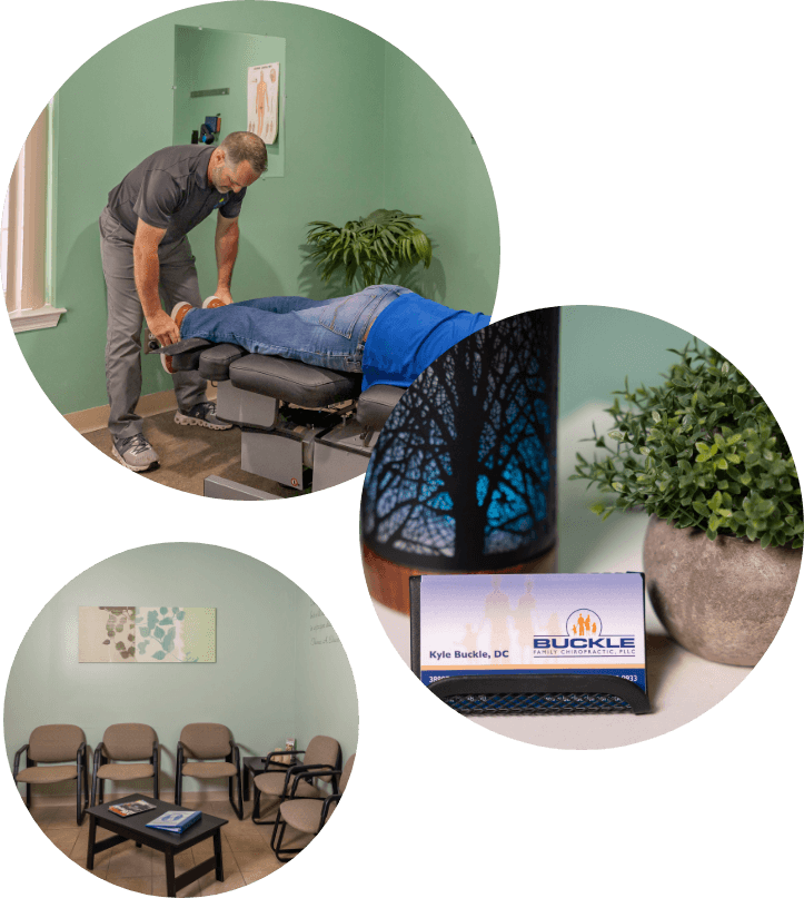 Collage of Buckle Family Chiropractic chiropractor and our office interior
