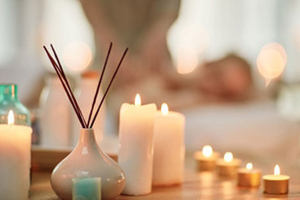 soothing massage environment with candles