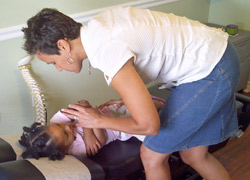 Oakville Chiropractor Dr. Bethea adjusting a child