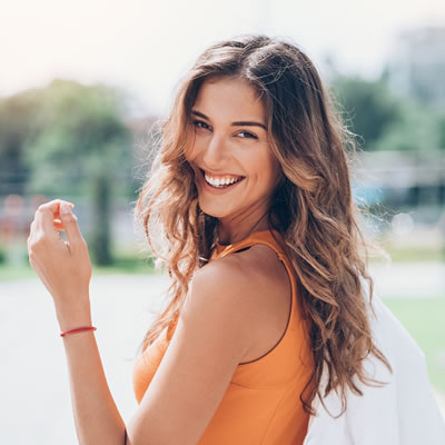 woman smiling back