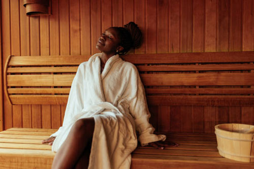 Woman in sauna