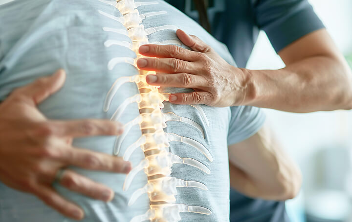 illustration of a spine on persons back