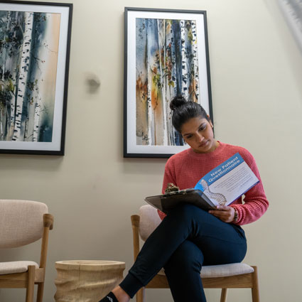 Woman reviewing paperwork