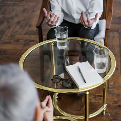 Consulting with patient