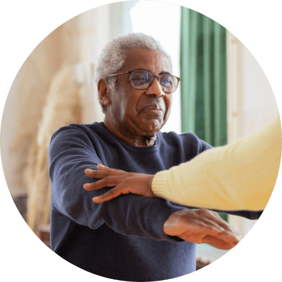 hands on patient's arms