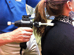 The ArthroStim is a hand-held instrument used for adjusting.
