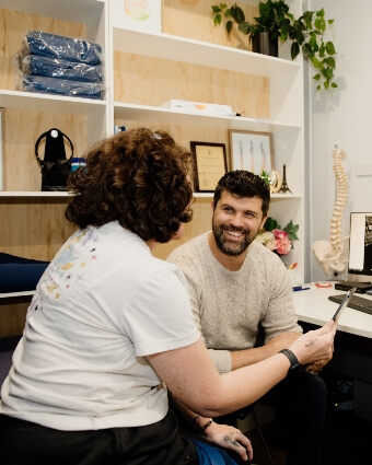 Doctor and patient discussing x-ray result