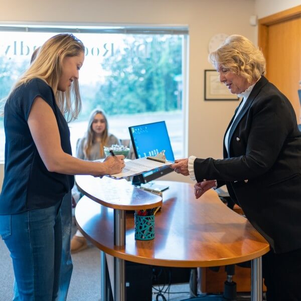 Patient signing form