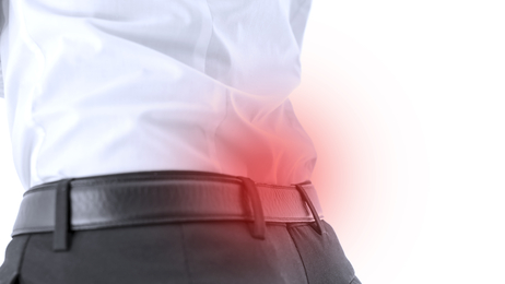 Closeup of lower back pain