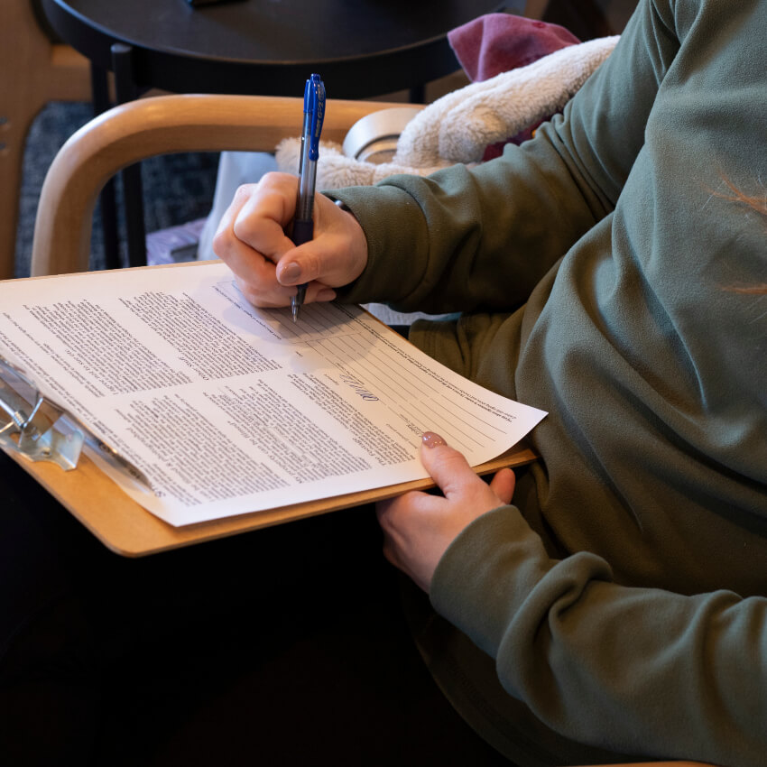 Completing paperwork