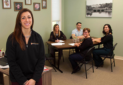A photo of our team in our office space