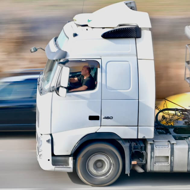 Truck driving on road