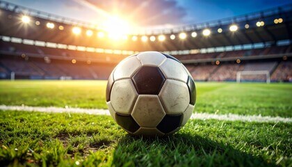 Football and pitch at night