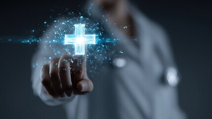 Glowing blue cross