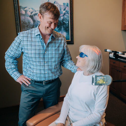 Female patient treated with Laser Therapy