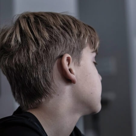 Close-up view of a child's ear