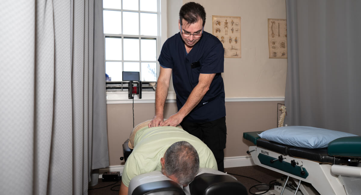 Lower back adjustment at Driscoll Chiropractic Care Clinic