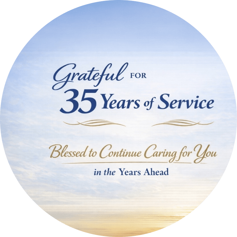 grateful for 35 years of service