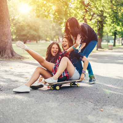 teens playing in the street