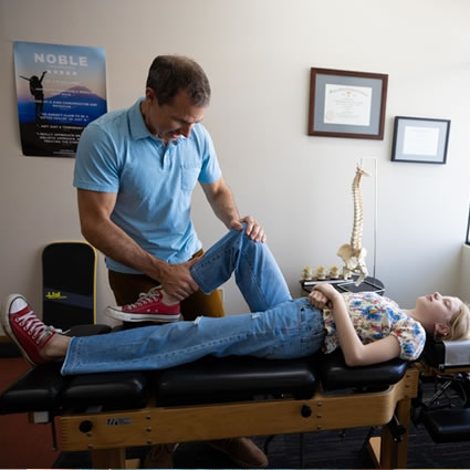 Examining patient's knee