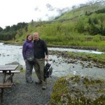 Laura & husband walkin gup a glacier