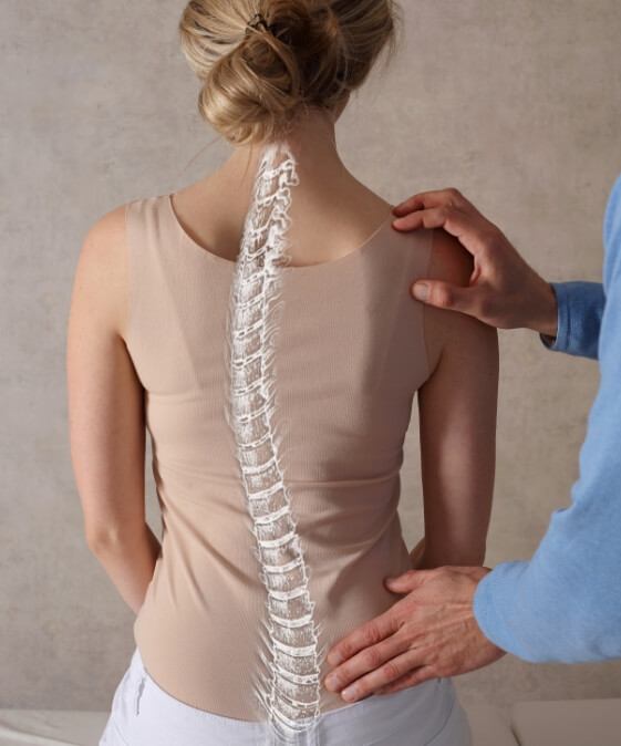 woman's back with spine illustration