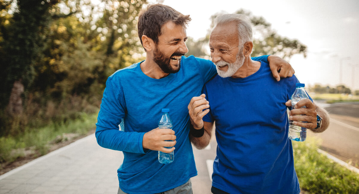 Two men sharing a laugh
