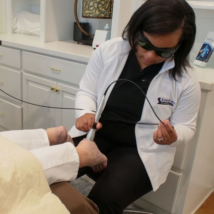 Laser therapy on foot