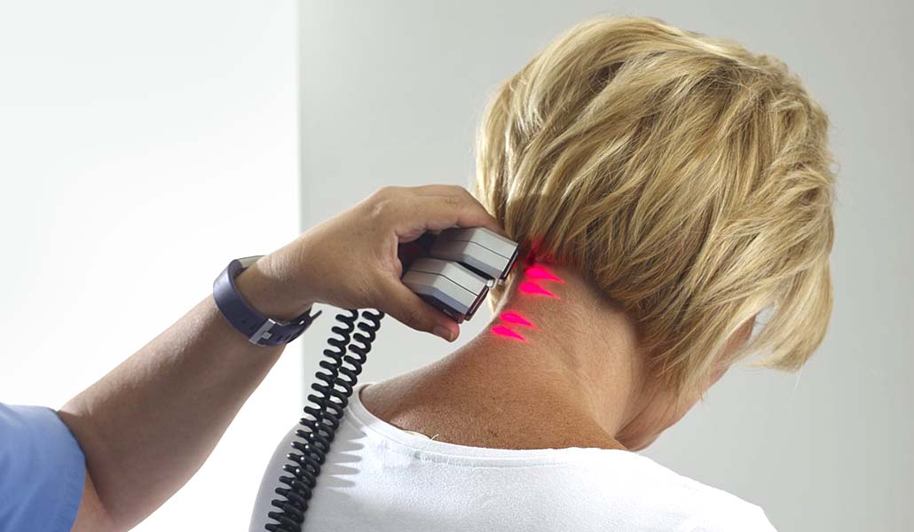 Scanning woman's neck