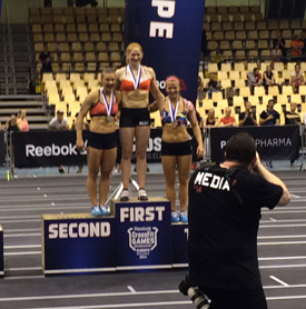 Iceland Annie on top of the podium at the 2014 European CrossFit Games
