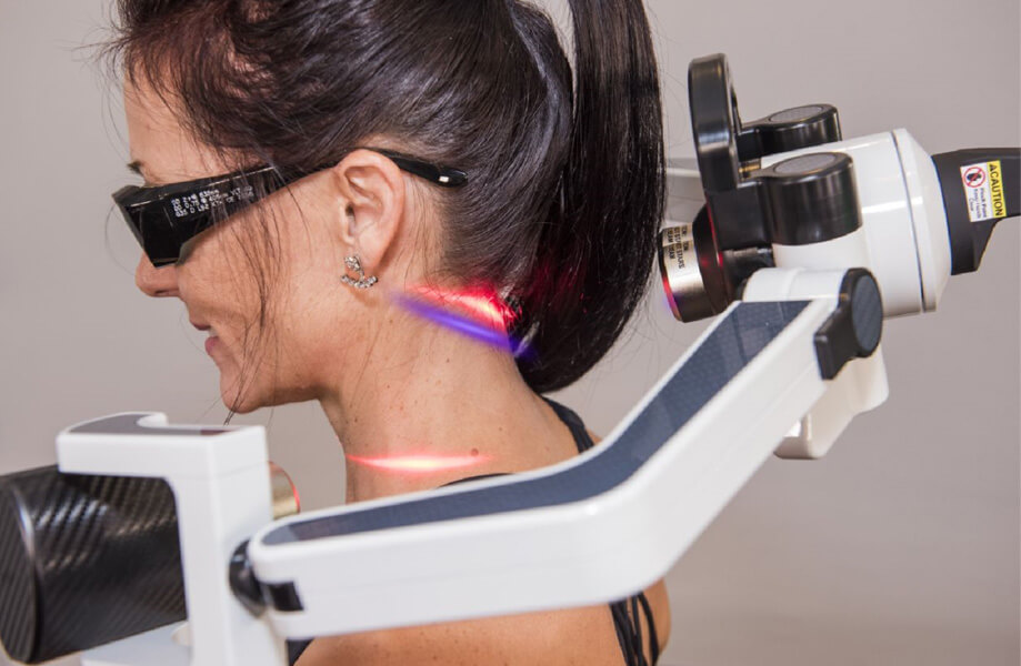 Person during laser therapy treatment