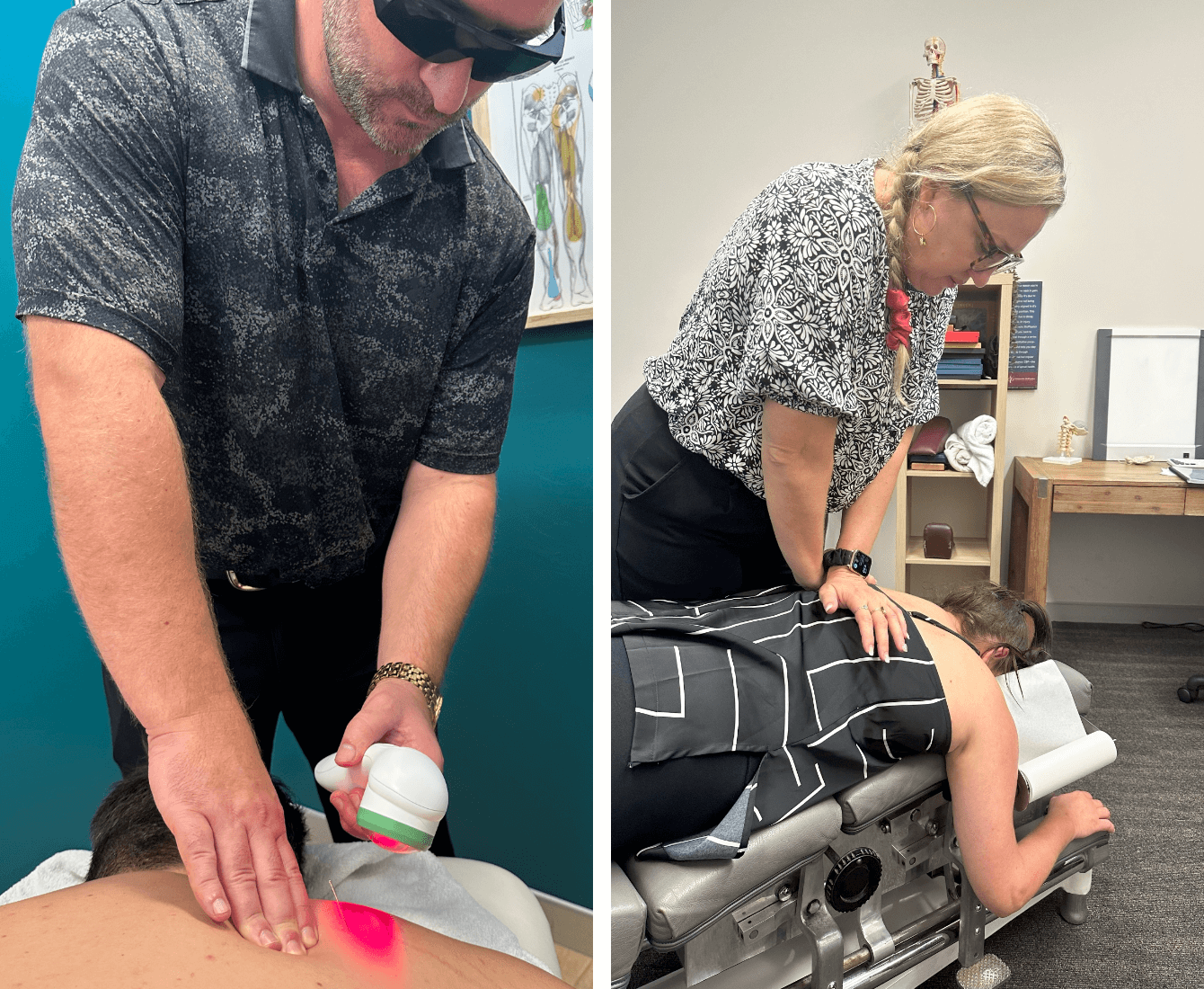 Photo collage of masage and chiropractc treatments
