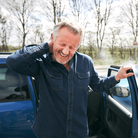 Man with neck pain after car crash