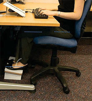 Womans feet under desk