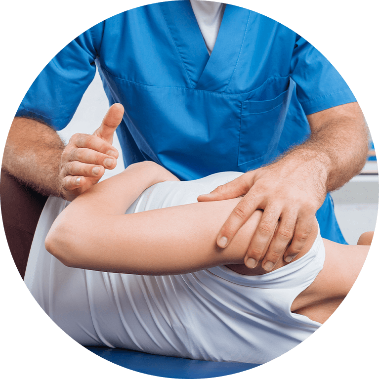 chiropractors hands adjusting a patient