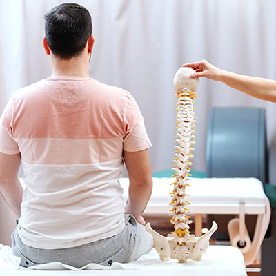 spine next to a person's back