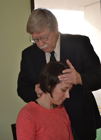 Dr Ramsey gently treats a patient