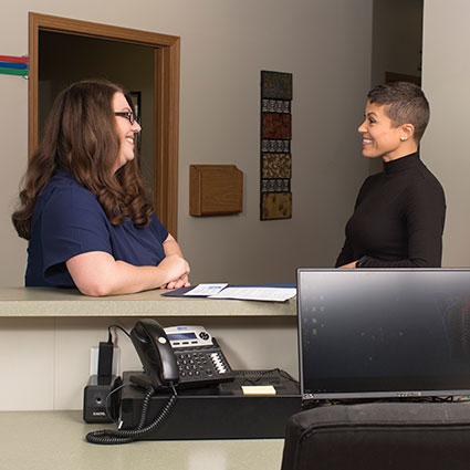 Staff greeting patient