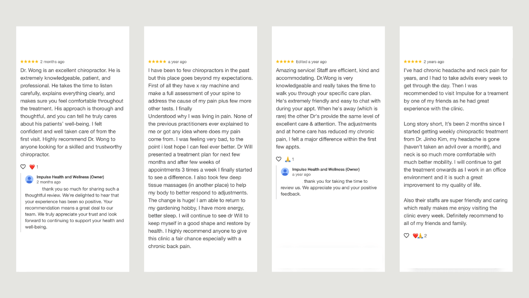 Surrey chiropractic patient reviews testimonials