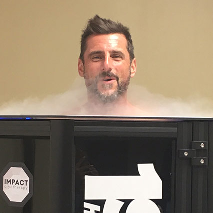 person in cryotherapy chamber