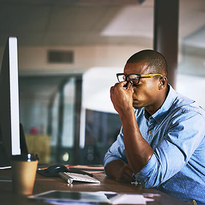 Man in the office frustrated