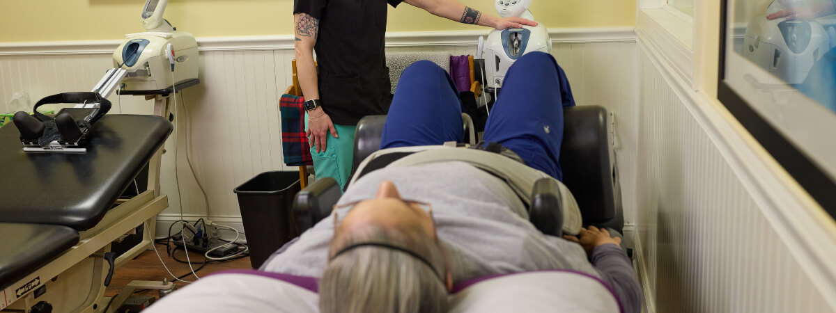 Computerized spinal decompression therapy table at the chiropractic clinic
