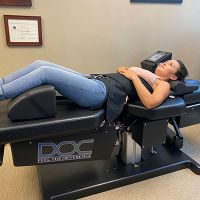 Woman on decompression table