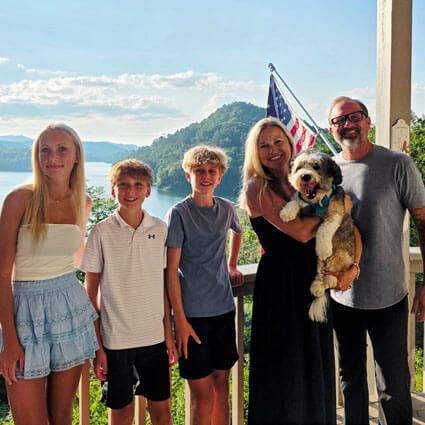 Happy family outside