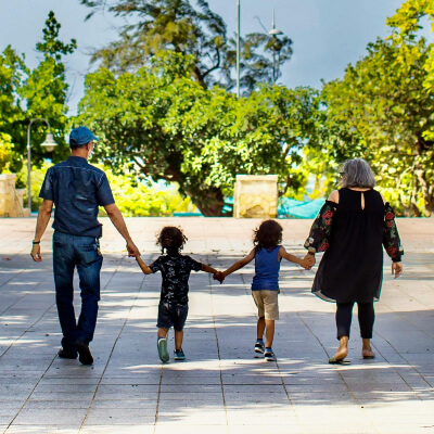 family walking outdoors
