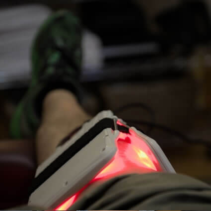 Laser therapy on knee