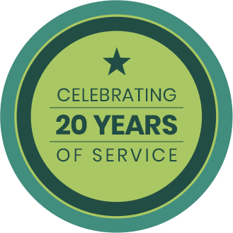 celebrating 20 years service badge